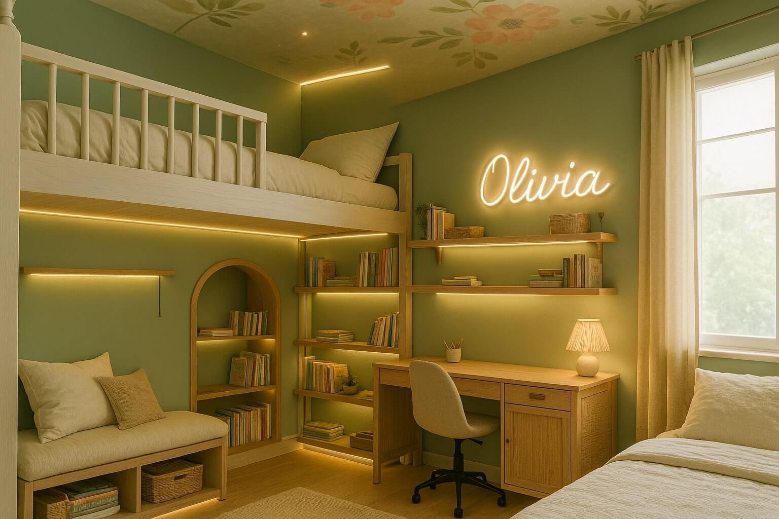Cozy Sage Green Girls' Bedroom homecraft