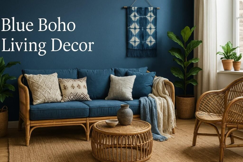 Blue Boho Living Decor