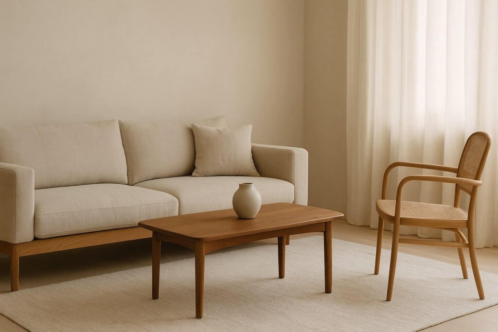 Japandi transitional living room