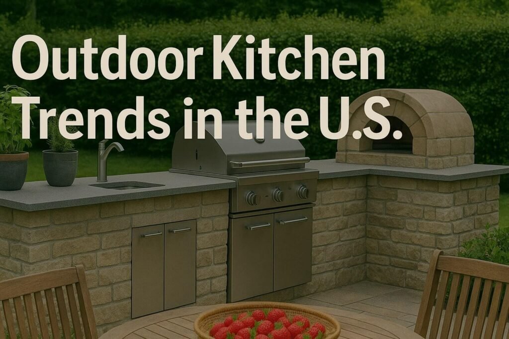 Elegant Outdoor Kitchen with Foliage